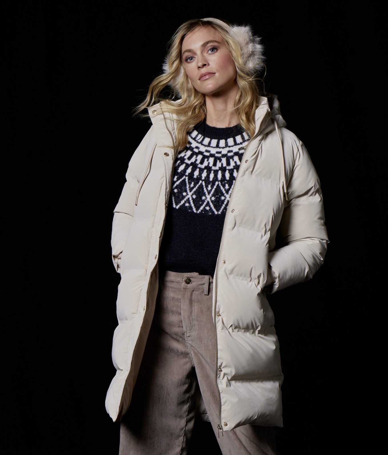 Dámsky prešívaný kabát BROADWAY NYC FASHION ECRU Smotanová s.WEAR 2